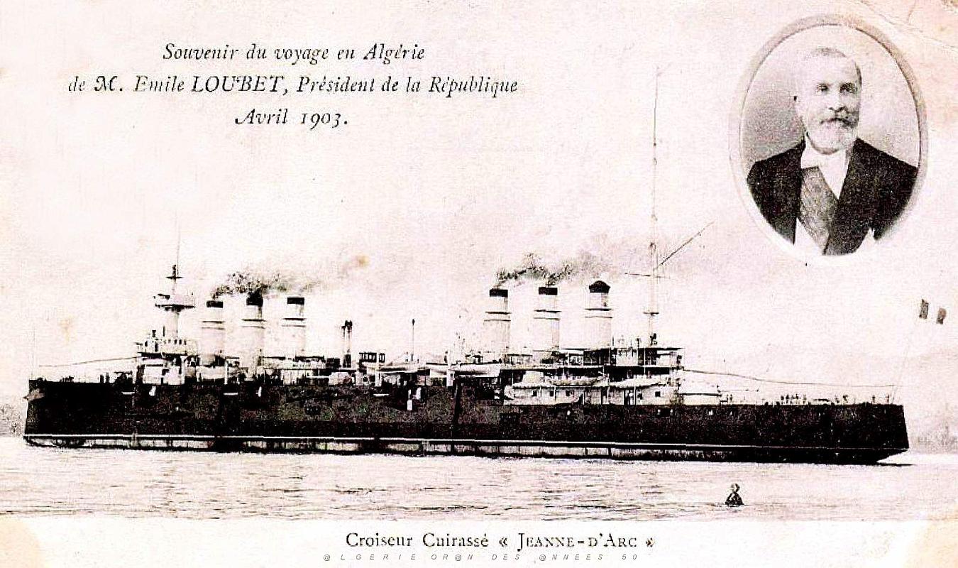 Algerie - Voyage du President Loubet en 1903  - Croiseur-Cuitassier Jeanne d'Arc.jpg